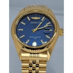 Invicta 38425 Women's Aviator Blue Dial Yellow Gold Bracelet Watch